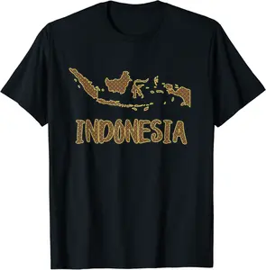 Indonesia Map filled with Traditional Indonesian Batik T-Shirt - Feliciabr Shop 35B0BDVJK3R3