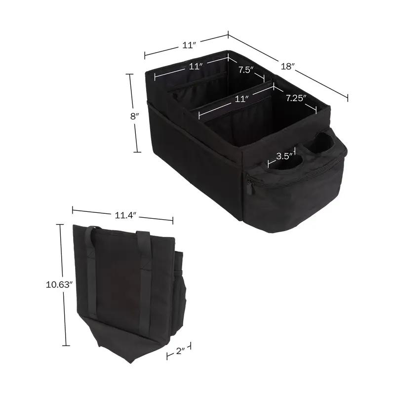 Car Backseat Organizer with Cup Holders & Zipper Pocket, Multi-Compartment Auto Storage Box for Trunk/Seat, Durable Oxford Cloth Vehicle Organizer for Travel, Camping, Daily Use