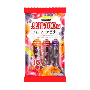RIBON Japan 1st Popular Fruit Jelly Sticks - 100% Juice Added, Mixed Flavors (Orange, Apple, Grape) - 18 Count Snack Pack for Kids