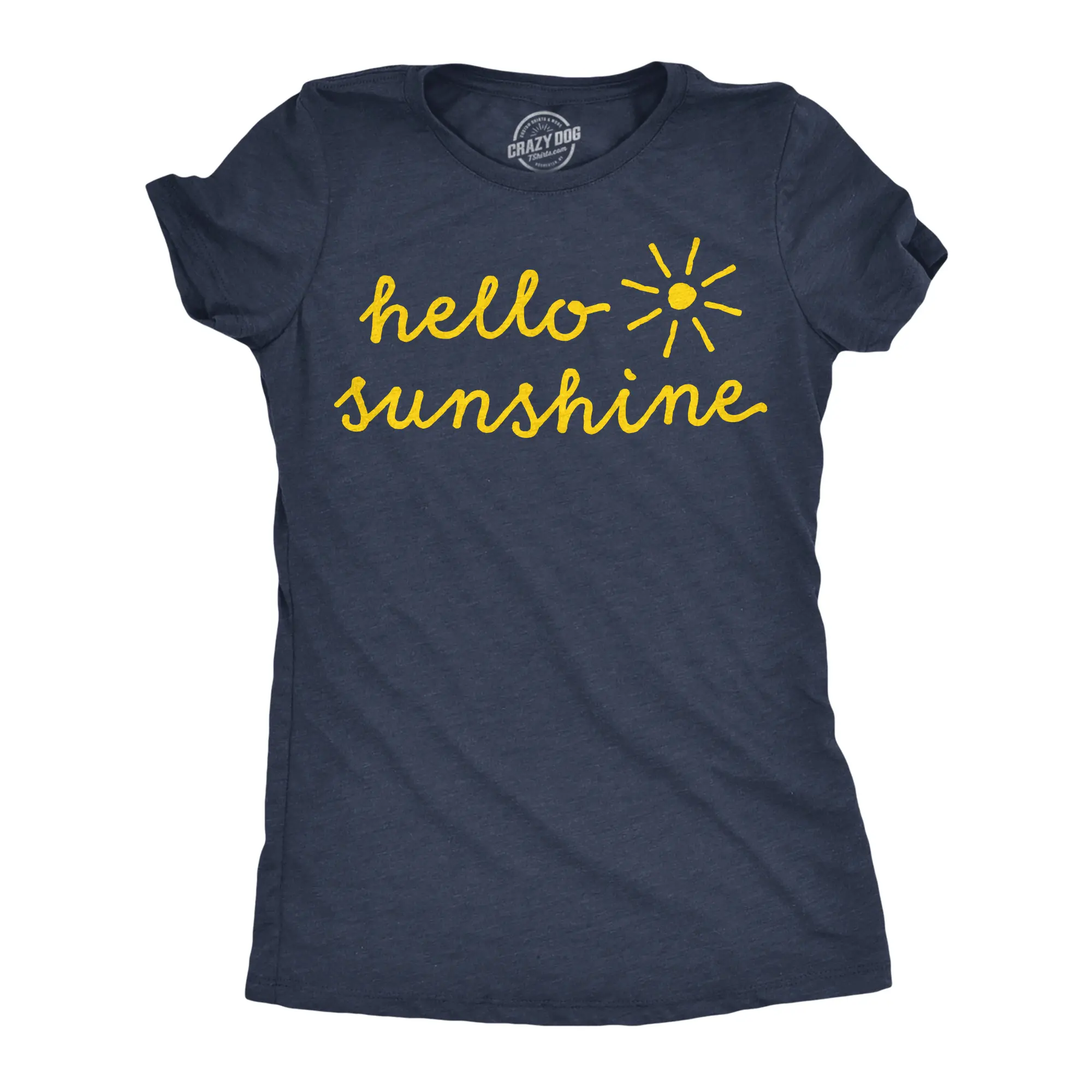 Womens Funny T Shirts Hello Sunshine Sarcastic Graphic Novelty Tee For Ladies Funny Womens T Shirts Cute Vintage Fashion Casual Ladies T-Shirt Gift Funny Motivational Top Women's Novelty Tees Navy -