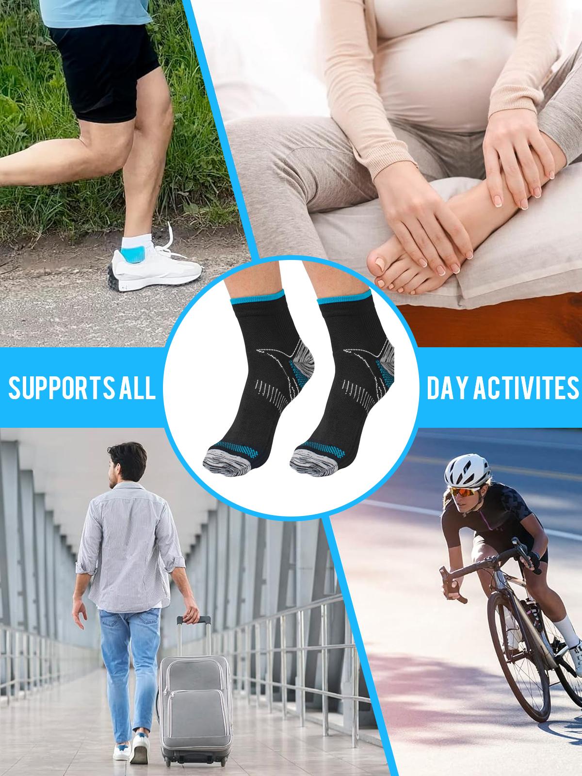 Elastic Short Crew Compression Socks for Men & Women, Y-Heel Construction with Non-Slip Support, Breathable Moisture-Wicking Material, Sports & Everyday Use