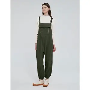 Women’s Fleece Overalls/Jumpsuits, Loose Fit, Casual, Adjustable Straps, Bib Front, With Pockets