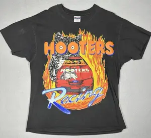 Vintage Original 1995 Hooters Racing Breakthrough T-Shirt, Playful Retro Nascar Aesthetic Graphic Tee, Aesthetic 90s Motor Sports Fan Top, Trendy Oversized Racing Heritage Design, Premium Heavyweight Cotton Classic Apparel