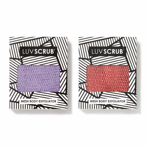 LUV SCRUB WE LUV LOVE DUO Authentic African Exfoliating Mesh Sponge,Ghana Loofah Washcloth Scrubber for Smooth Skin, Body Exfoliator Korean Scrub for Bathroom,Estheticians, Waxing salons, Spa, Gym, Allure Best of Beauty Award Winner