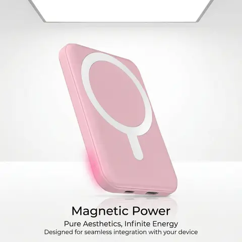 Podoru 5000mAh Magnetic Wireless Power Bank - MagSafe-Compatible Charging Device, Compact USB-C/Lightning EDC Gear for iPhone 12-17 Series, Mobile Phone Accessory with Battery Protection