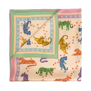 "Neon Tigers" Large Silk Scarf