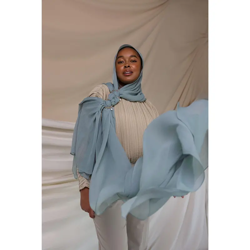 sachin and babi light blue dress One-Shoulder Printed Chiffon A-Line Gown with Flutter Sleeves