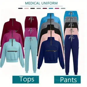 Men's Women's Long Sleeve Scrubs Outfit Comfortable and Durable Medical Uniform for Dental Veterinary and Hospital Use