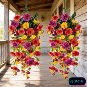 6/12PCS UV-Resistant Artificial Hibiscus Flower Vines, Decorative Fake Tropical Plants for Outdoor Patio, Garden, Balcony Home Decor