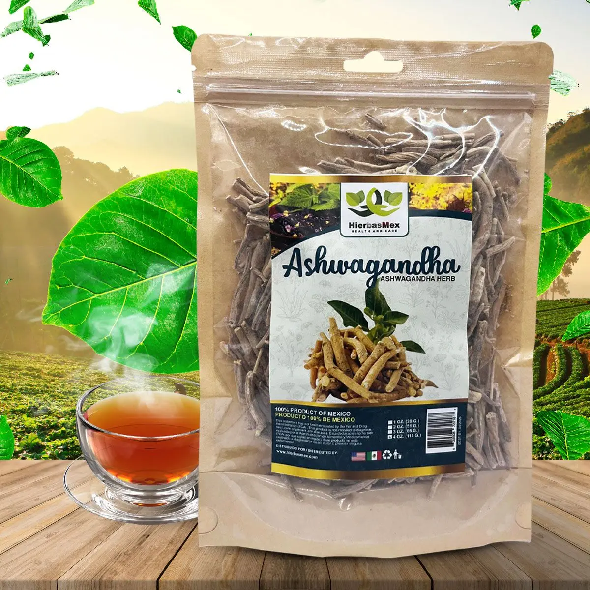 Hierbasmex - Ashwagandha Organic Natural 4oz Tea