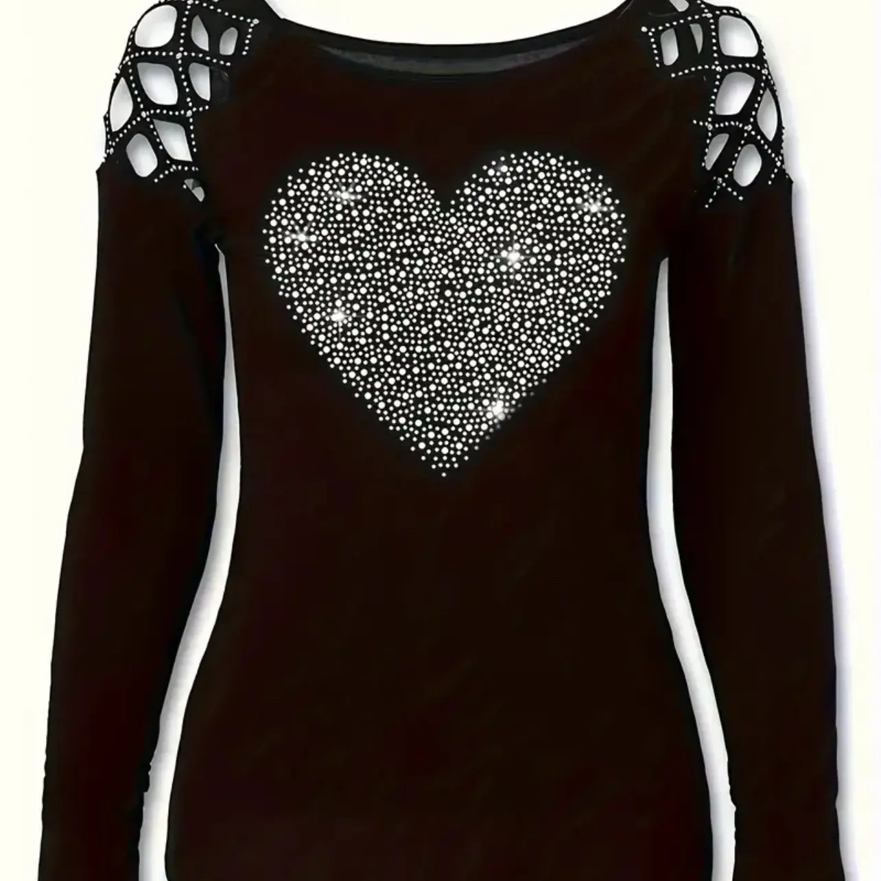 Heart black womens  blouse Slim-fitting