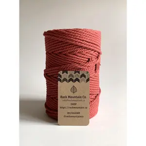 4mm 3 Ply Macrame Cord 3 Strand Twisted Cotton Craft Rope - Red Fiber Art String