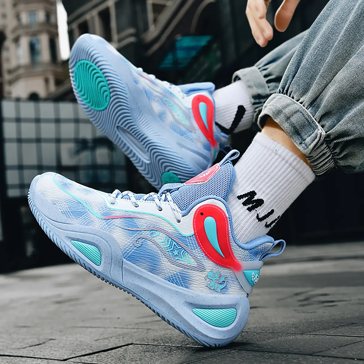 Unisex Mid-Top Basketball Shoes, Lightweight Athletic Sneakers with Snug Lace Lockdown, Breathable Non-Slip for Outdoor Court & Volleyball, Ankle Strap