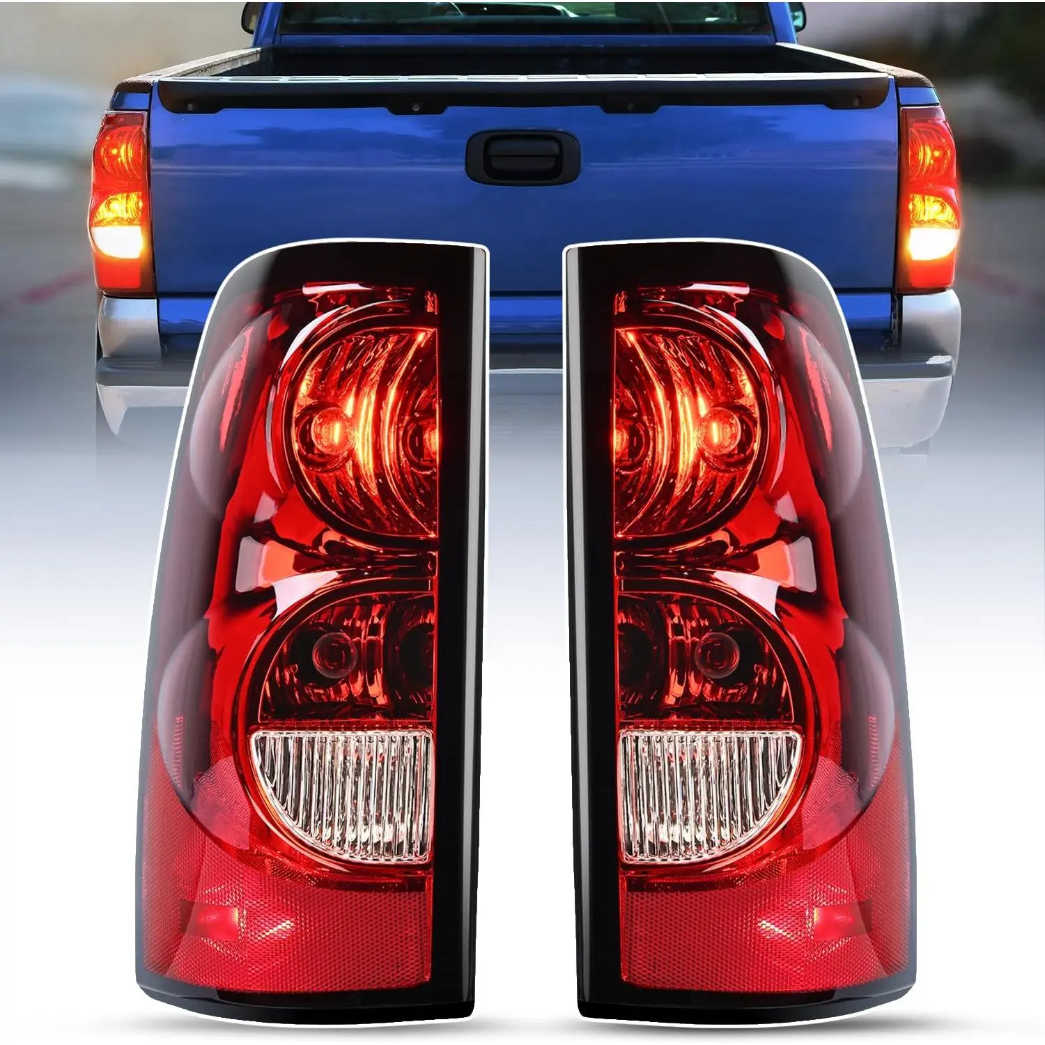 Nilight LED Taillight Rear Light Assemblies for 2003-2005 Chevy Silverado 1500/1500HD/2500/2500HD/3500, 2006 Silverado Series, 2007 Chevrolet Classic - OE Style, Driver & Passenger Side w/Bulbs, Truck Replacement, Led Light, Car Lighting, High Vis