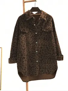 Women's Plus Size Fashion Leopard Print Button Front Lapel Loose Casual Jacket Coats with Pockets, Stylish and Comfortable Outerwear for Everyday Wear