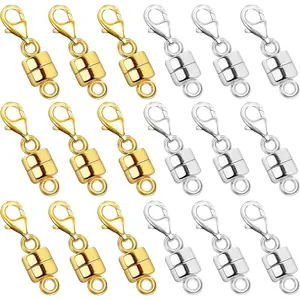 Magnetic Necklace Clasps and Closures with Lobster Clasp 14K Gold and Silver Plated Magnet Clasps Converters for Bracelet Necklaces Chain