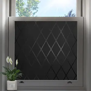 Blackout Window Film, UV Blocking Window Tint  Way, Lattice  Window Film, Frosted Glass Static Cling, Decorative Window Cover for  Bathroom Front Door (17.5 x 78.7 in)