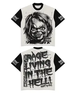 Rage Living In The Hell Chucky  Print Graphic Shirt Y2K Shirt Unisex  Streetwear Graphic Tee Black