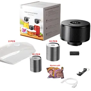 2026 Upgraded 3-in-1 Electric Mason Jar Vacuum Sealer Set Includes 10 wide mouth lids + 10 regular mouth lids + 2 vacuum bags  One-touch food preservation device (plus a mystery gift)