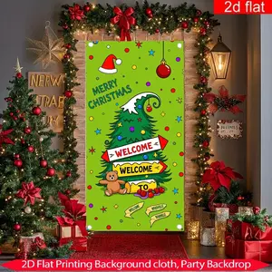 2D flat banner1pcChristmas Door Decorations Christmas Door Cover Christmas Door Banner Christmas Front Door Decorations For Christmas Winter Holiday Christmas Eve Party Decorations BannerBannerHomeDecorSceneBirthof HolidayParties