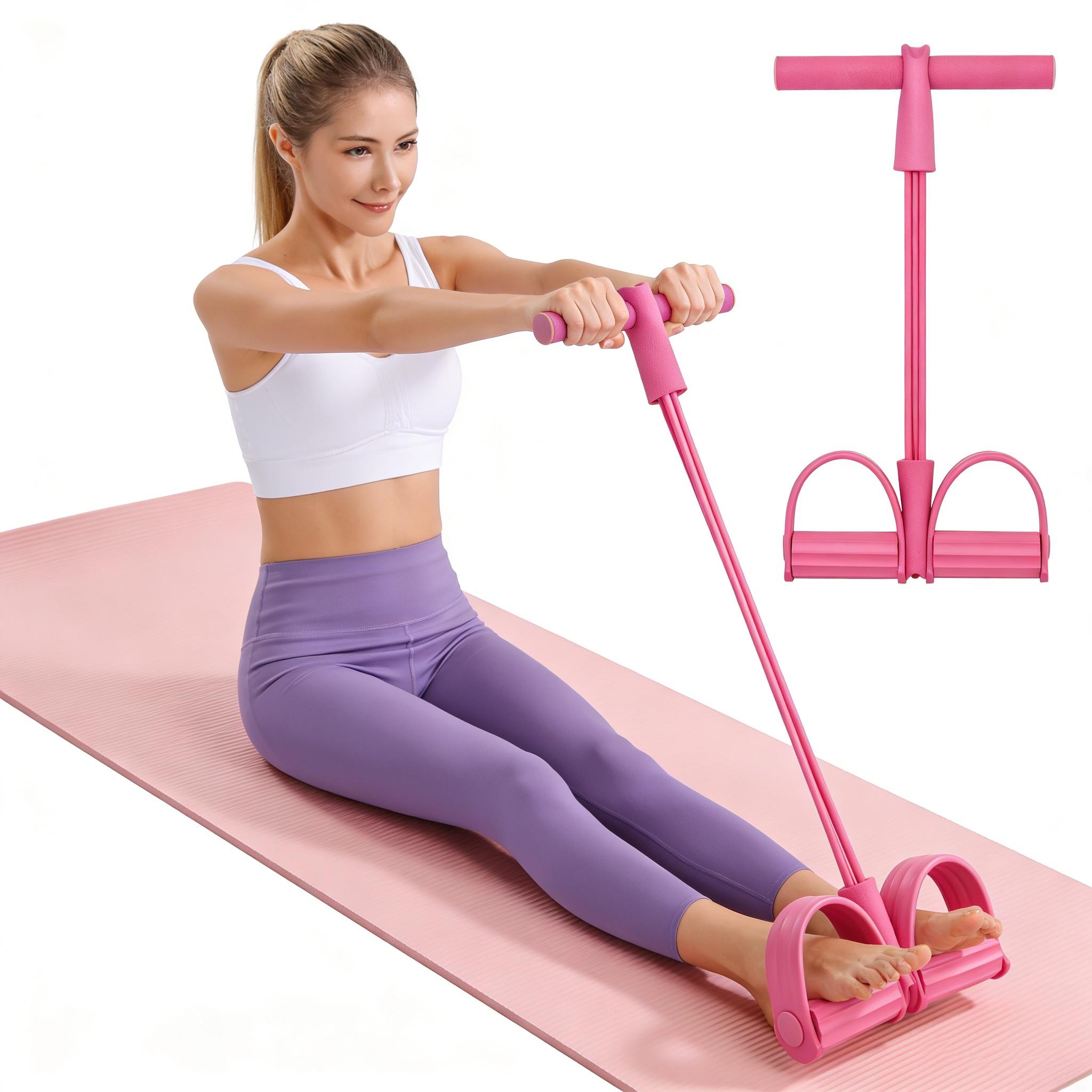 Portable Pedal Resistance Band Trainer, Multifunction 4-Tube Elastic Pull Rope for Home Workout, Stretching & Fitness