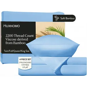 Bamboo Cooling Bed Sheets Sets, 3/4PCS 2200TC Queen Size, Ultra- Soft Breathable, Skin-friendly, Ideal For Hot Sleepers, Machine Washable, For 5- Star Hotel Bedroom Guestrooms, T/F/Q/K