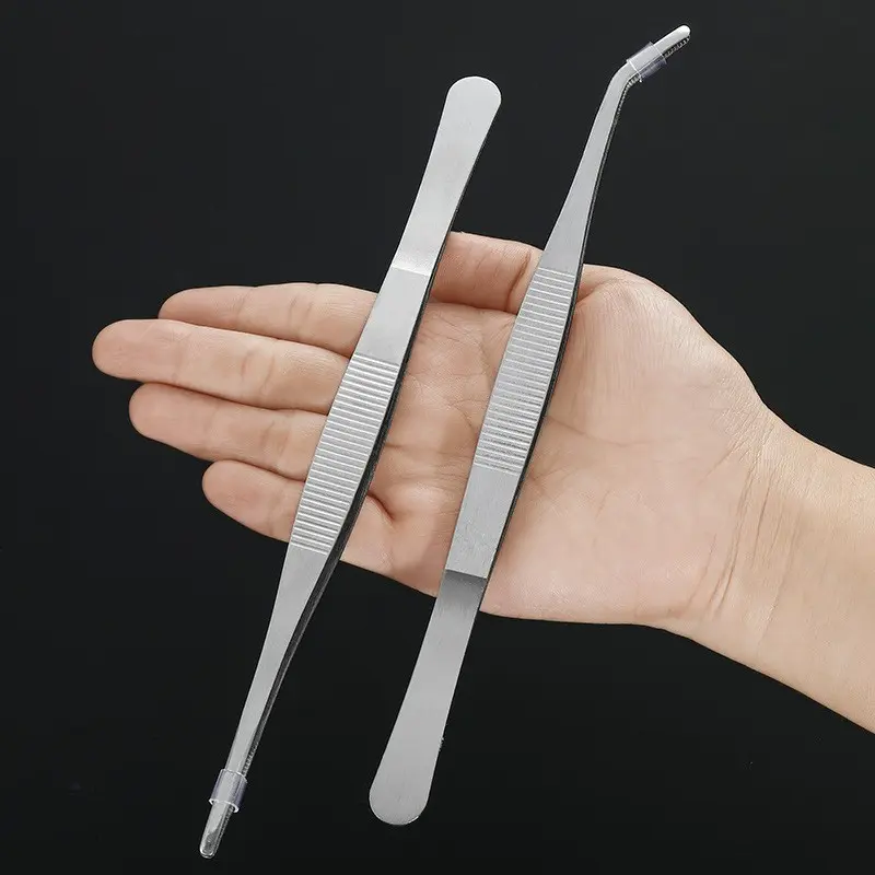 2 Piece Stainless Steel Precision Industrial Tweezers Set, Ideal for Electronics Repair, Handmade Crafts, Jewelry Making, Hardware Tools