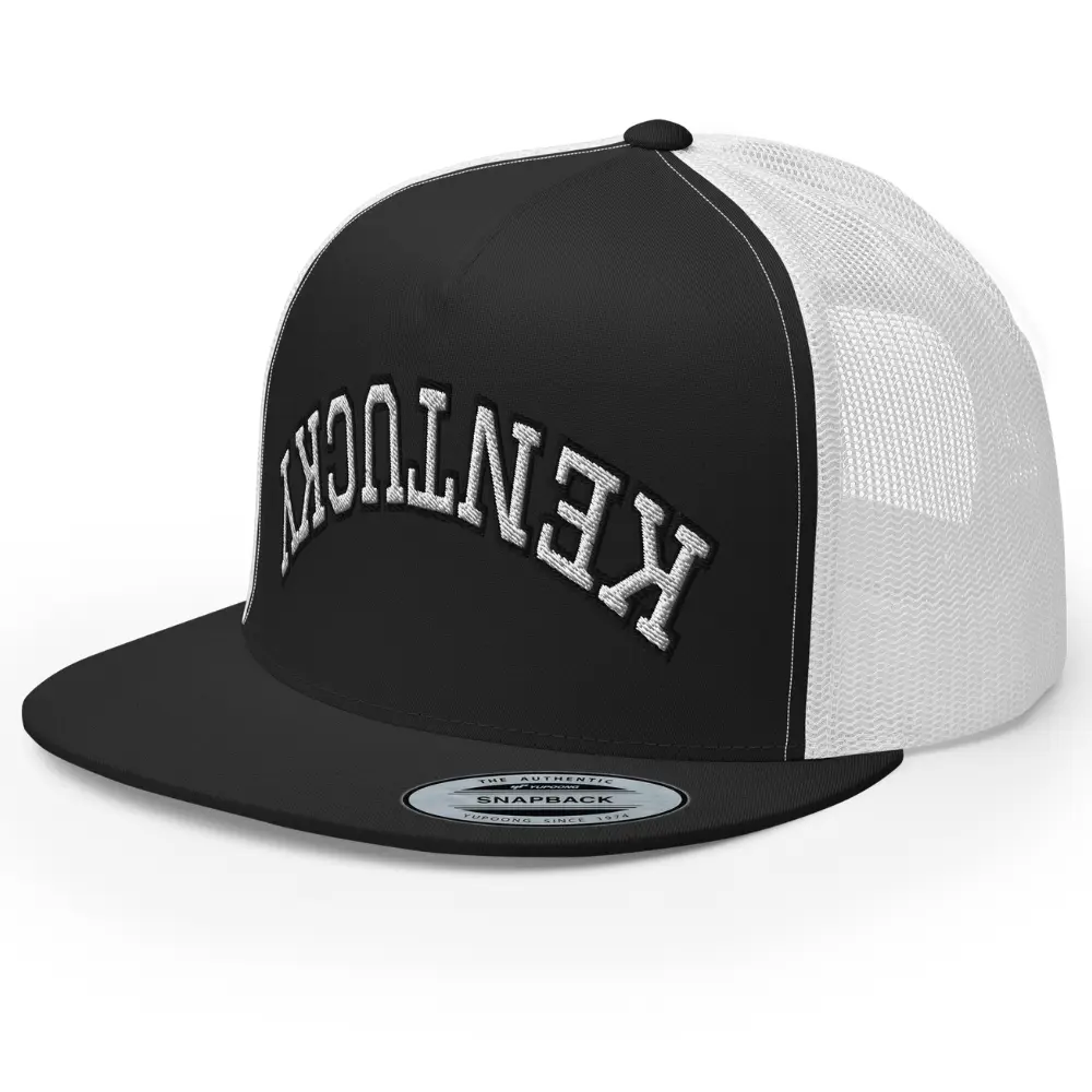 RIVEMUG NX Upside Down Kentucky Trucker Hat Embroidered Flat Bill High Crown Adjustable Cap