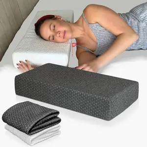 24x12x4 Pillow Cube for Side Sleepers with 2 Pillow Cases(White & Gray) Memory - Extra Thick, Medium Firm Design Ideal for ,  &  Support - Made of Odorless Fabric