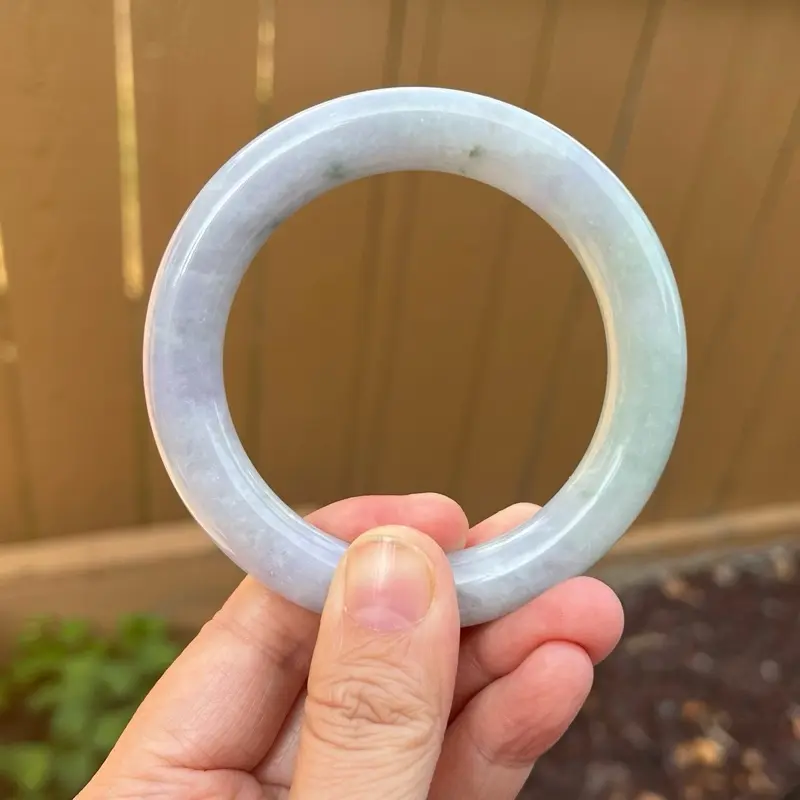 24136-RP Certified Untreated Grade A Jade Bracelet｜Round 55.2mm (Burmese Jadeite Bangle,  Lavender and Green)