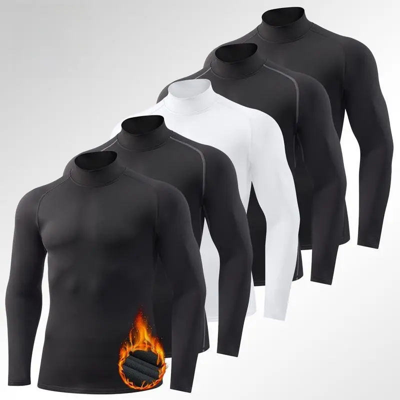 [SALE] 2025 Men's Thermal Turtle Neck Shirts 5-Pack - Fleece Lined Compression Base Layer for Cold Weather, Winter Workout & Outdoor Activities |   Ultra-Warm Quick-Dry Undershirt |   TikTok's. # 1 Thermal Wear Bundle Flag Print Hoodie
