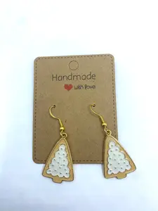 Gingerbread Tree Drop  Earrings