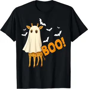 Cotton Giraffe Boo Halloween Costume Animal Women Men T-Shirt Short Sleeve Crew Neck Top for Summer, Casual Streetwear, Halloween Gift Menswear Soft Men's Comfy