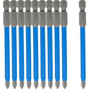 10 count  PH1 Phillips Bits Set 3.5 inch Long Anti Slip #1 Bit (PH1 x 90MM)