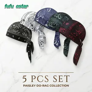 Paisley Cooling Headscarf Cap Set, Motorcycle Pirate Head Wrap Safety Helmet Liner, Elastic Fit Hand Washable Multifunctional Outdoor Headwear for Athletes & Outdoor Enthusiasts
