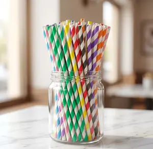 Random color, thickened biodegradable colored paper straws, creative straight straw style, suitable for party and holiday decorations, multi-purpose for crafts, practical consumables for Christmas and Halloween celebrations.
