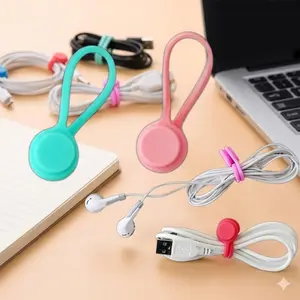 Reusable Magnetic Cable Organizer Keychain Silicone Cord Wrap Anti Tangle Wire Holder for Home Office Car Multi Scene Slip Resistant Durable Data Cable Management Stress Relief Toy Bookmark