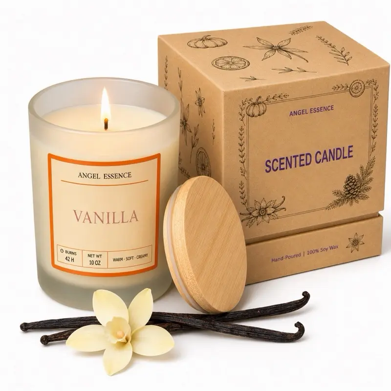 10 Oz Hand-Poured Vanilla Floral Scented Soy Candle - Non-Toxic Natural Wax Aromatherapy Candle with Wick, Fragrance Room Freshener for Warm Cozy Home Decor & Home Supplies