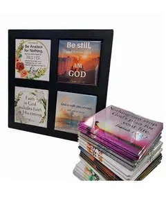 Bible Verse Magnets Set of 4 with Magnetic Frame Decor Photo Frames for Office Desk or Coffee Table Featuring Inspirational Verses from Psalms and Matthew