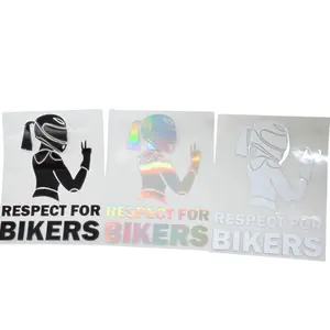 Respect for Bikers Sticker 2-Pack Silver Black Holographic for Car Windows Bodies Motorcycle Helmets Laptops & Smooth Surfaces 3 Color Options