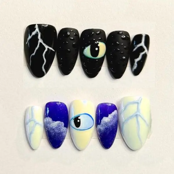 Toothless & Light Fury | HTTYD Inspired | Press On Nails | Glue On Nails | Reusable | Fake Nails | Art Nails | Custom Nai