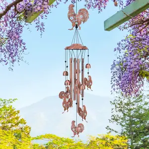 34 Inch Rooster Wind Chime, Outdoor & Indoor Metal Wind Chimes, Perfect Birthday/memorial Gift for Men Women Dad Grandpa, Home Garden Decor