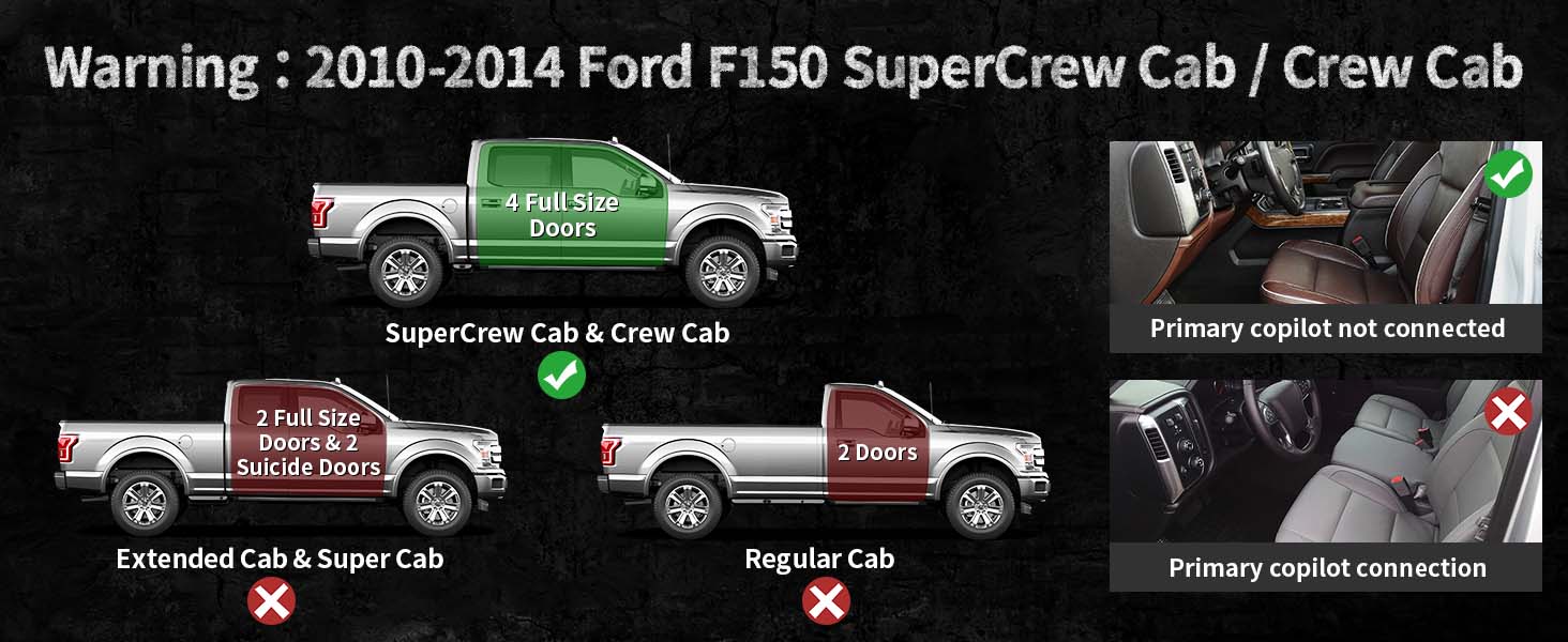 YITAMOTOR Floor Mats Fit for 2015-2025 Ford F-150 Super Cab, Unique Black TPE All-Weather Guard Floor Liner