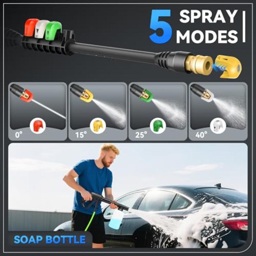 Electric Pressure Washer 5000 PSI 4.0 GPM Heavy Duty Power Washer with 4 Nozzles Foam Cannon 33FT Hose Reel and 500ml Soap Bott