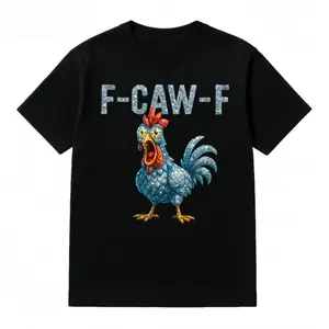 Funny Rooster F-CAW-F Graphic Tee Meme Chicken Shirt Unisex Streetwear Viral Gag Gift Womenswear 100% Cotton Short Sleeve Loose Fit Summer T-Shirt