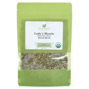 Biokoma Pure and Organic Lady's Mantle Dried Herb 50g (1.76oz) In Resealable Moisture Proof Pouch, USDA Certified Organic - Herbal Tea, No Additives, No Preservatives, No GMO, Kosher
