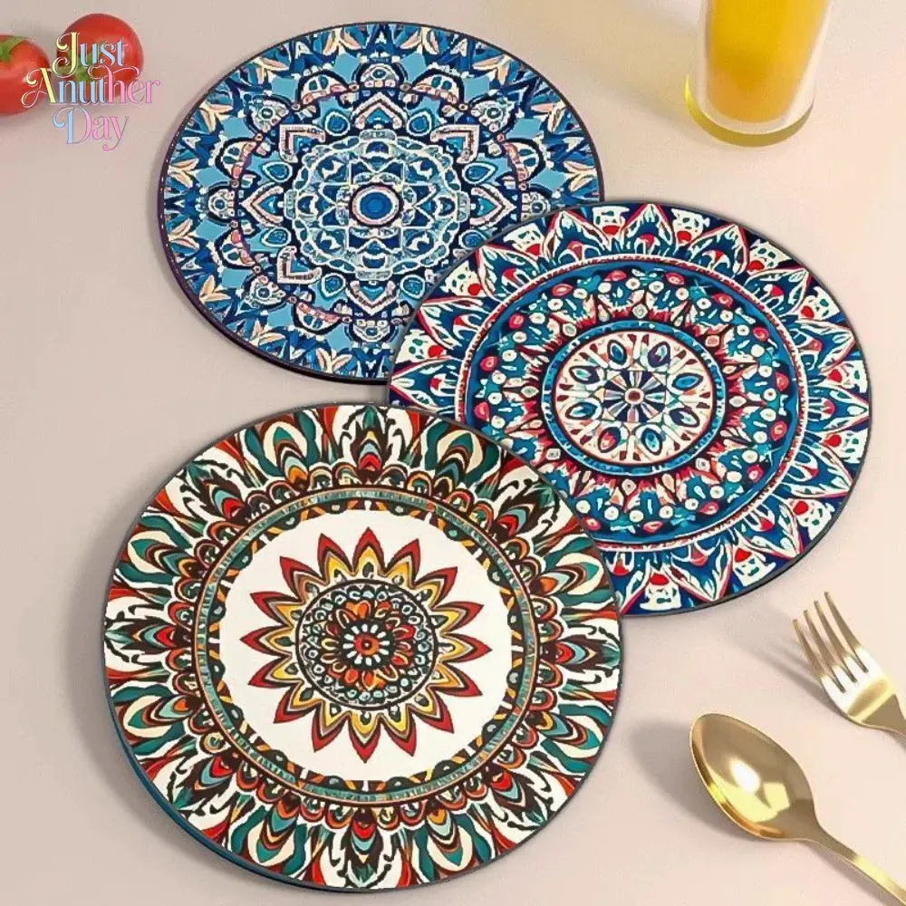 Bohemian Tableware, Anti-Scalding Placemat for Picnic, Light Luxury American Dining Table & Coffee Coaster Desktop Decoration