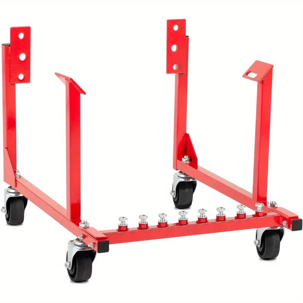 Heavy-Duty Steel Frame Auto Engine Cradle Stand, 1000 lbs Capacity for Chevrolet Chevy V8, 8.49kg/18.67lb, 27.75x20.66x3.46in, Powder-Coated Rust Resistant Car Automotive Tools, Automotive Vehicle Tools - Red