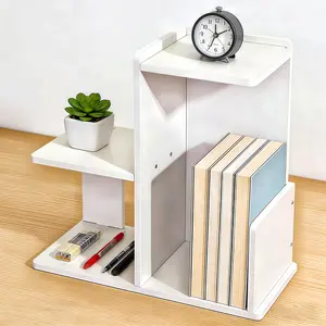 White 3-Tier Desktop Organizer Shelf, Desk Bookshelf & File Folder Storage Rack for Office Supplies, Books, Magazines, Makeup and Home Décor, Space Saving Desk Organizer