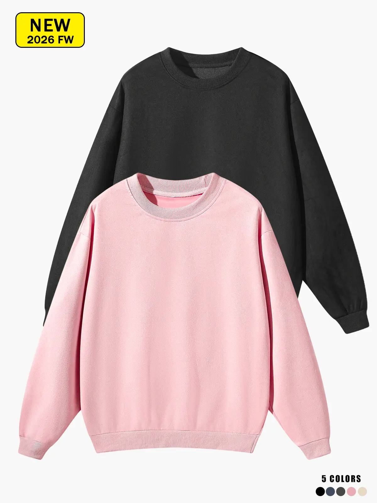 Men’s long-sleeve crewneck knit sweatshirt, loose and comfortable, warm and breathable base layer